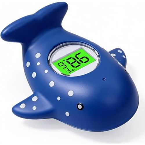 Baby Bath Thermometer for Infant & Toddler,Floating Digital Water Temperature Thermometer with 3-Color LED Backlight, Instant Accurate Reading,Baby Bath Toy,Hot & Cold Alert（Deep Blue Whale）