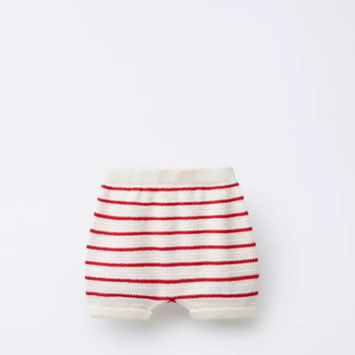 STRIPED KNIT BLOOMERS - Ecru / Red | ZARA United States