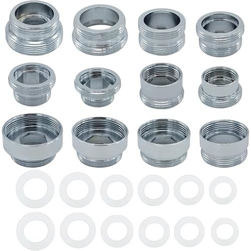 12 Pieces Faucet Adapter Kit Kitchen Aerator Male To Female Male Faucet Water Hose Adapter(Faucet Adapter Various Sizes)