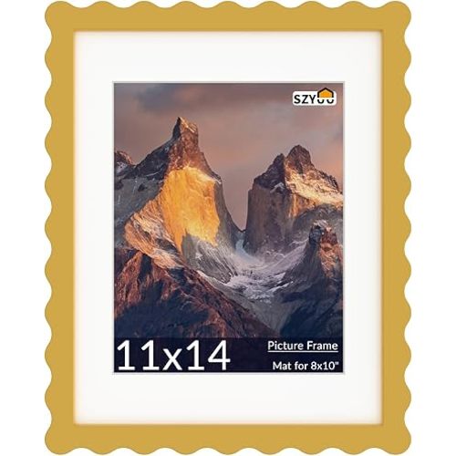 11x14 Wavy Picture Frame with Real Glass, Tabletop & Wall Mount