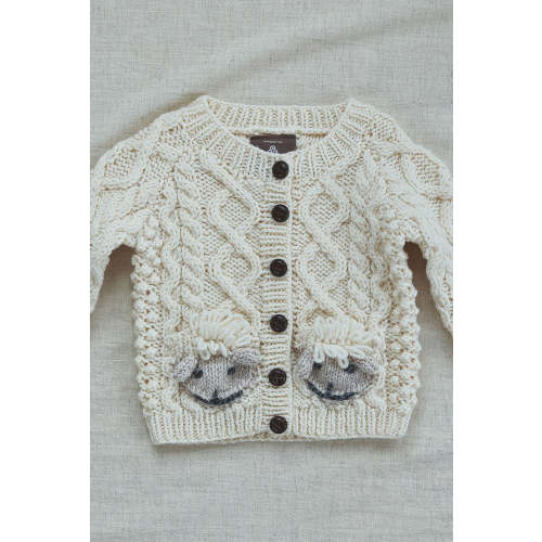 Shepley Baby Aran Wool Cardigan - Cream