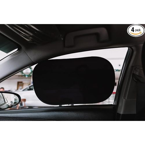 Car Window Shades - Certified 99.79% UVA & 99.95% UVB Sun Protection. Award Winning car Sun Shade for Side Windows. 4 Pack Semi Transparent 22" x 14" - Window Shade for car Baby by Kinder Fluff