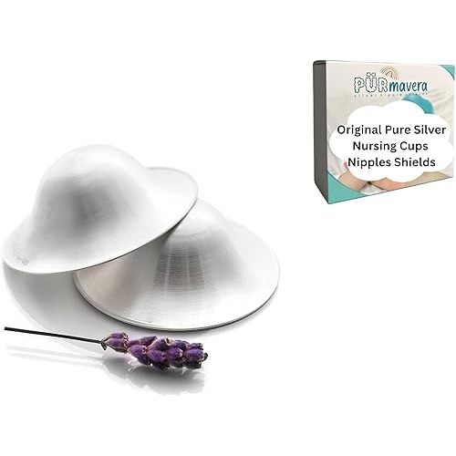 Silver Nursing Cups Nipple Cover Nipple Soother for Newborn Breastfeeding Moms, The Original 925 Silver Nursing Cups