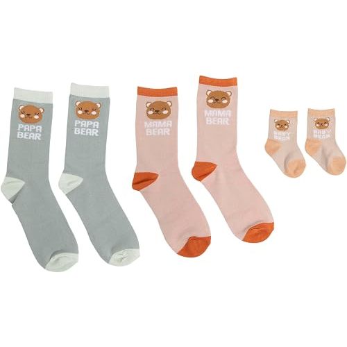 Pearhead Family Matching Bear Sock Set, Mom Dad And Baby