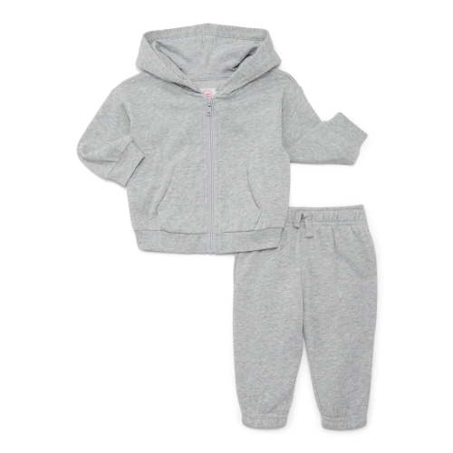 Wonder Nation Baby Unisex Fleece Zip Hoodie and Joggers Set, 2-Piece, Sizes Newborn-18 Months