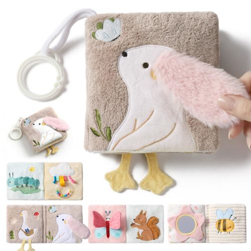 Amazon.com: let's make Soft Baby Book, Sensory Crinkle Cloth Books for Babies 0-6 6-12 Months, Animal Tummy Time Toys with Baby Mirror & Squeaker, Touch and Feel Travel Stroller Toy, Newborn Gift Baby Shower