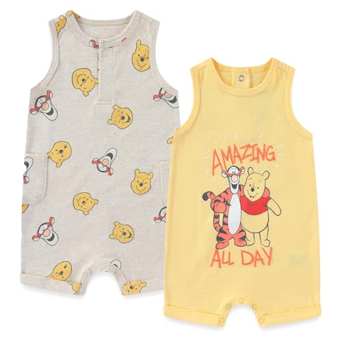 Disney Cars Pooh Mickey Stitch Baby Boys 2 Pack Romper for Newborn Infants
