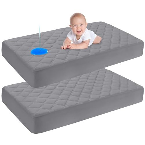 Yoofoss Waterproof Crib Mattress Protector Sheets Fitted 2 Pack 52''x28''