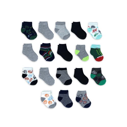 Wonder Nation Baby and Toddler Boys Ankle Socks, 18-Pack, Sizes 0M-18M