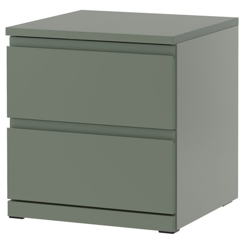 STORKLINTA Nightstand - gray/green/with 2 drawers 19 5/8x18 7/8x20 7/8 "