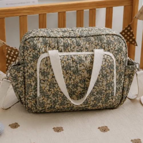 Quilted Floral Diaper Bag Baby Travel Tote Large Capacity Mommy Hospital Bag