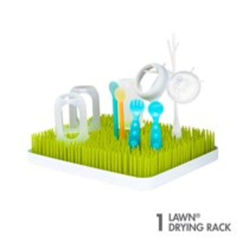 Boon Lawn Countertop Drying Rack, Low-Profile Easy To Clean Baby Bottle Drying Rack, Green