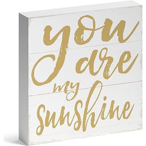 Barnyard Designs Wooden Signs for Home Decor, Motivational Desk Decorations for Women Office or Bathroom Shelf Décor (My Sunshine)