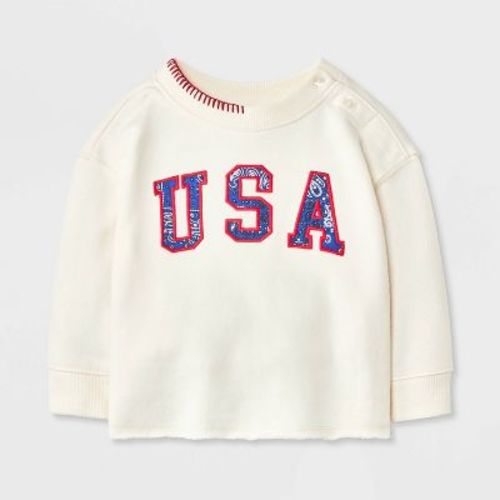 Baby 4th of July Crewneck Sweatshirt - Cat & Jack™ Cream 0-3M