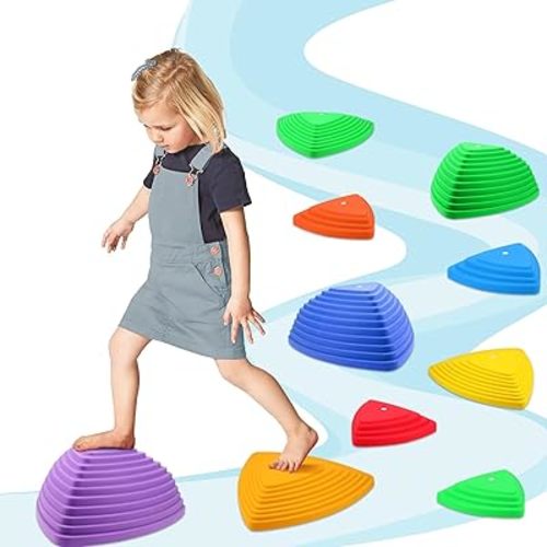 Gentle Monster Stepping Stones for Kids, Set of 6/8/11 PCS for Balance with Non-Slip Bottom - Exercise Coordination and Stability(11 PCS Classic)