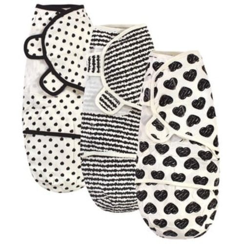 Touched by Nature Baby Organic Cotton Swaddle Wraps, Black Heart 3-Pack, 0-3 Months - Heart 3-Pack - 0-3 Months