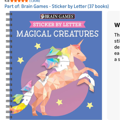 Brain Games - Sticker by Letter: Magical Creatures (Sticker Puzzles - Kids Activity Book)