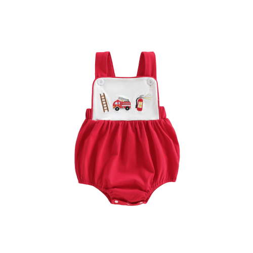 BemeyourBBs Newborn Baby Boy Girl Summer Clothes Firefighter Police Outfit Bubble Romper Overalls Loose Fit Firefighting Embroidered Sleeveless Infant Jumpsuit Bodysuit Playsuit