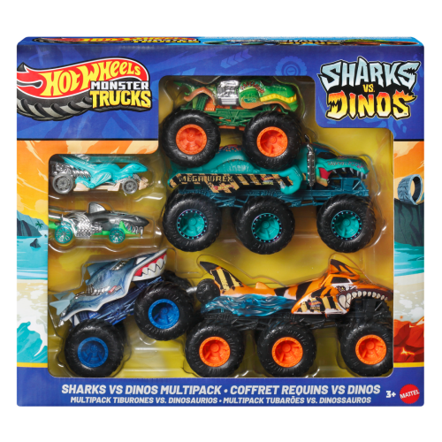 Hot Wheels Monster Trucks Sharks vs. Dinos Multipack