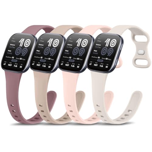 Vancle 4 Pack Slim Silicone Watch Bands for Amazfit Bip 6/Bip 5, GTR 4/ GTR 3/3 Pro/GTR 2/2e/GTR 47mm/Balance Watch Band Women Men, 22mm Sport Silicone Adjustable Strap