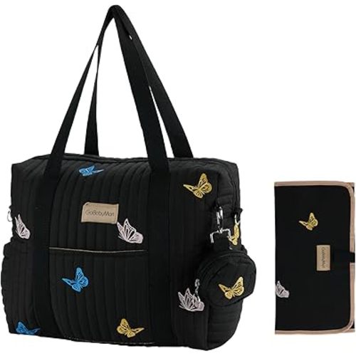Diaper Bag Tote with Changing Pad, Baby Bag Organizer for Mom & Dad, Nappy Tote with Stroller Straps