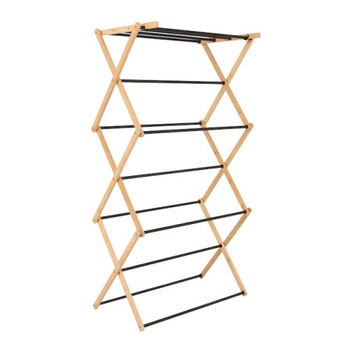 Household Essentials Bamboo Folding Clothes Drying Rack Compact Upscale Laundry Rack with 13 Coated Dowels Environmentally Friendly Stable Frame in the Clotheslines & Drying Racks department at Lowes.com