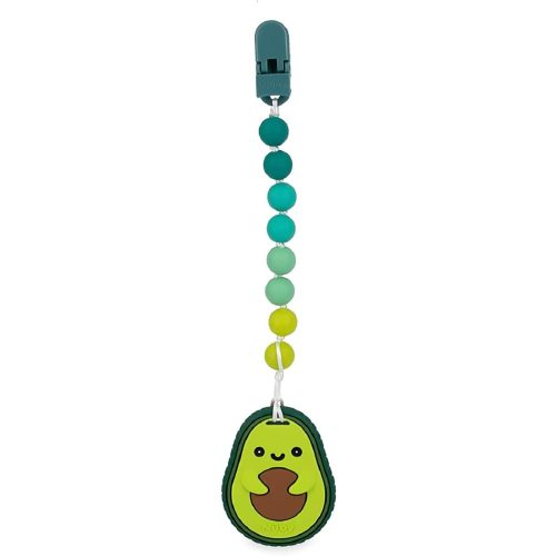 Nuby All Silicone Teether with Bonus Silicone Pacifinder with Clip - 3+ Months, 1pk (Avocado)