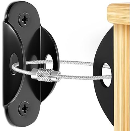 Furniture Anchors for Baby Proofing (10 Pack) Anti Tip Furniture Anchors Securing 400lbs,Wall Anchor Earthquake Straps Prevent Baby Pet from Falling Furniture Dresser & Bookshelf, Black