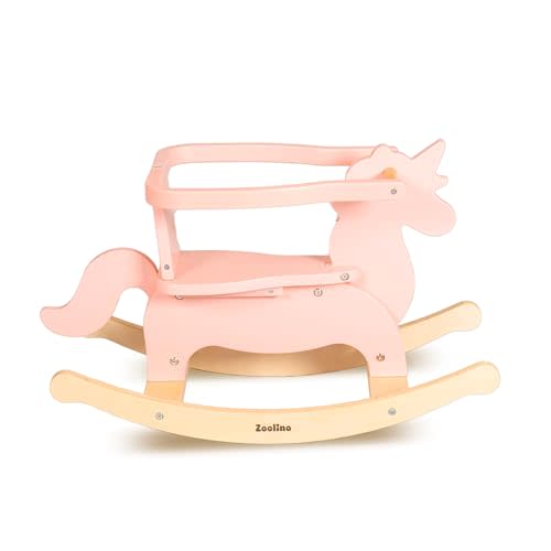 Zooline Baby Rocking Horse Wooden Ride Toys Girl Boy Rocker Unicorn Gifts | Rocking Horse for Toddlers 6 Months to 3 Years Ride-on Animal Rocker with Detachable Guardrail Easy Clean