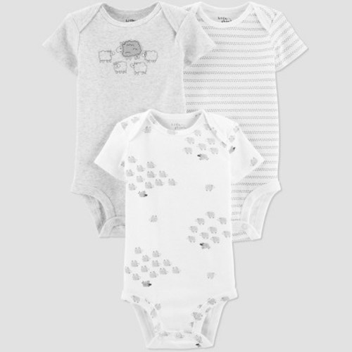 Baby 3pk Sheep Bodysuit - Just One You® made by carter's Gray, Size: Newborn