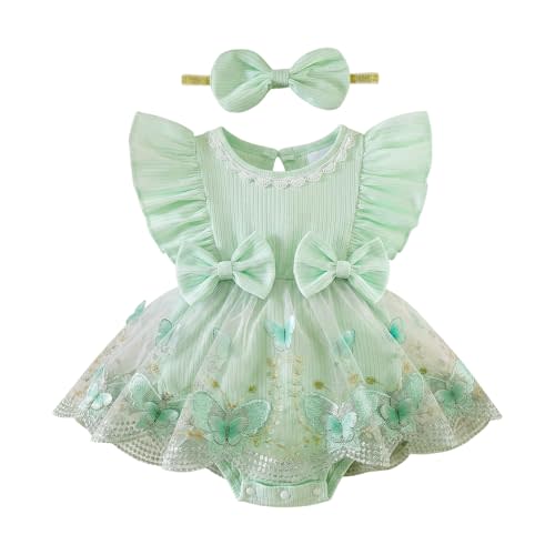Baby Girl Clothes Summer Infant Romper Tulle Dress Outfit 0-18M | Soft Stretchy Romper Dress Offering Cozy Comfort, Butterfly Tulle Design, Baby Photos, Special Occasions, Easy Machine Care