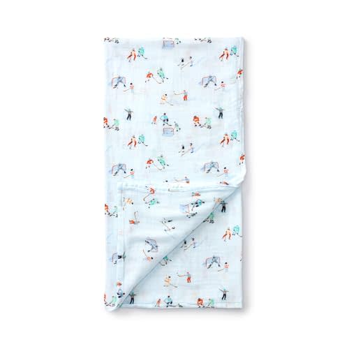 Loulou Lollipop Muslin Swaddle Blanket for Baby Boy & Baby Girl – Soft Breathable Muslin Wrap, 47"x47" Receiving Blanket for Newborn & Toddler - Ice Hockey