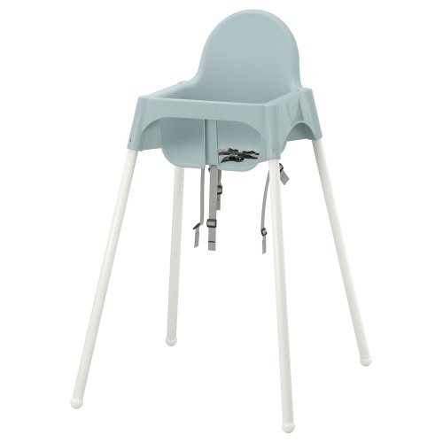 ANTILOP Highchair with safety belt - grey-blue/white