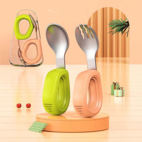 Coollooc Toddler Utensils Baby Utensils Toddler Forks and Spoons Baby Forks and Spoons Set Kids Stainless Steel Silverware Set Children Safe Forks and Spoons self feedig-Dishwasher Safe