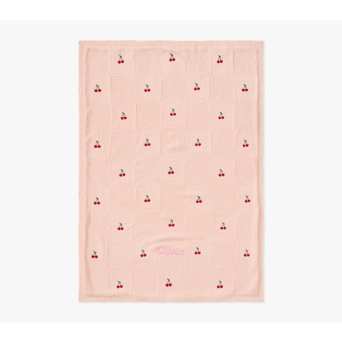 Cherries Patchwork Knit Baby Blanket
