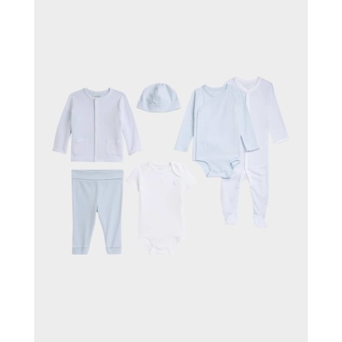 Boy's 6-Piece Interlock Cotton Knit Gift Set, Size Newborn-9M