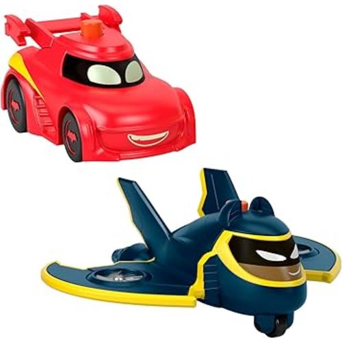 Fisher-Price DC Batwheels Light-Up 1:55 Scale Toy Cars 2-Pack, Redbird and Batwing, Preschool Pretend Play Ages 3+ Years