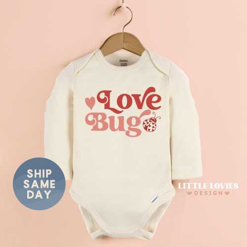 Love Bug Valentine Onesie®, Newborn First Valentine Outfit, Cute Baby Announcement Gift, Valentine's Day Baby Bodysuit, (CA-VAL10)