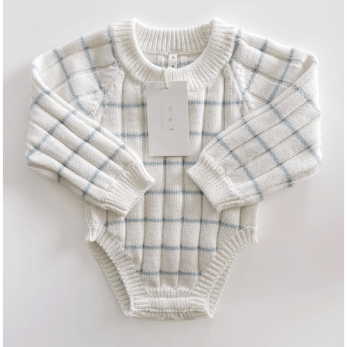 ‘Sky Blue Stripe’ Ribbed Knit Onesie