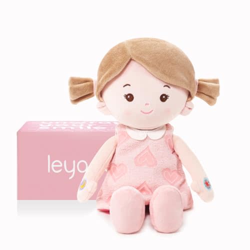 LeyaDoll 12'' Soft Baby Doll for 1 Year Old Toddler Girls - My First Interactive Talking Doll with 5 Emotional Sounds, Lullaby Music & Reversible Dress for Sleep Routine, Birthday Gift