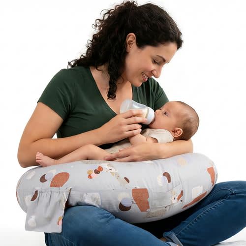 x-vesolje Plus Size Nursing Pillow Wider Support, Breastfeeding Pillow with Adjustable Strap Fit All Body Type, Ergonomic Breast Feeding Pillow, Baby Feeding Pillow for Mom (Animal Gray)