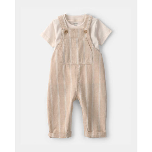 Baby 2-Piece Stripe Overall Set - Khaki | Carter's