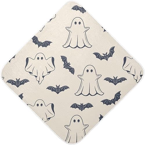 Burbuja Halloween Spooky Baby Bath Towel - Soft Absorbent Muslin Cotton Hooded Towel for Newborn Infant Toddler, 35x35 in