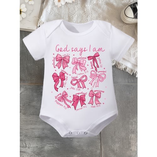 cute summer short sleeve print onesie newborn girls a lovely - Temu