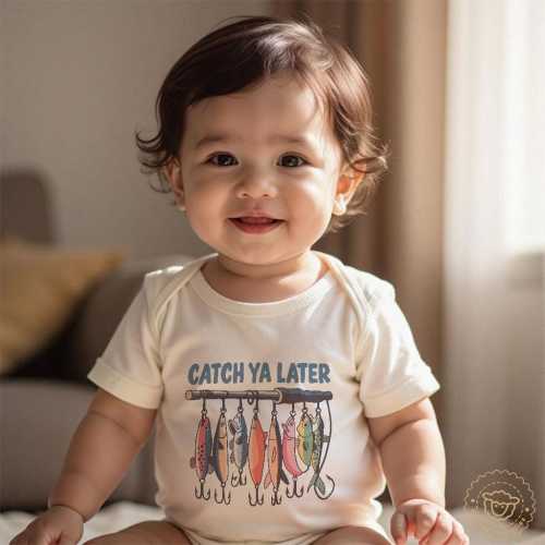 Fishing Baby Bodysuit, Retro Catch Ya Later Fishing Baby Bodysuit,Cute fish Baby Outfit,Baby Announcement,Baby Shower Gift,Baby Newborn Gift