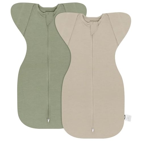 MEXXI Swaddle Baby Sleep Sack With Arms Up, 2 Pack Baby Transitional Swaddle with Double Zipper, 0.5 TOG, 13-19 lbs, M