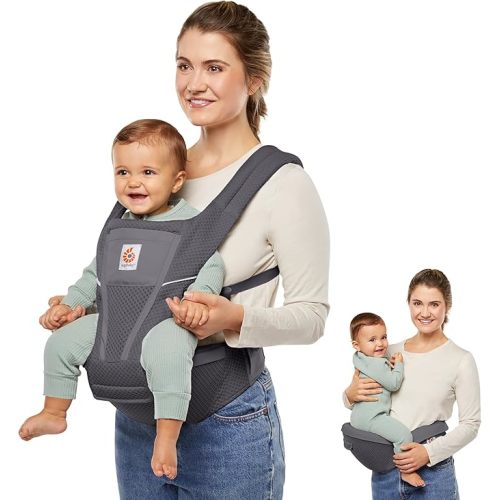 Ergobaby Alta Hip Seat All-Position Breathable Mesh Hip Seat & Carrier, Graphite Grey