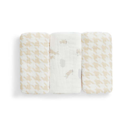 Wash Cloth 3 Pack Cotton White Mini Cloud Bunnies