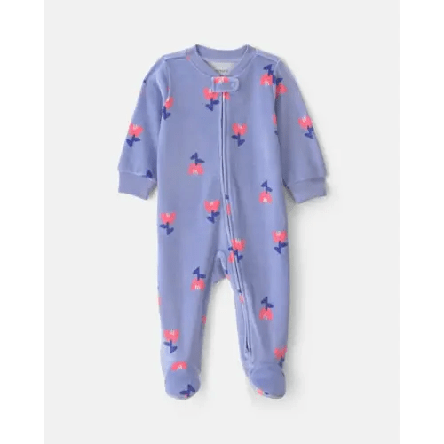 Baby Girl Tulip 2-Way Zip Sleep & Play Pajamas - Blue | Carter's