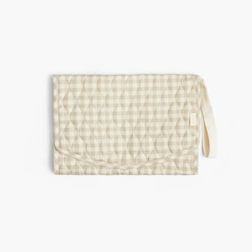 Portable Changing Pad in Beige Gingham | Over The Moon